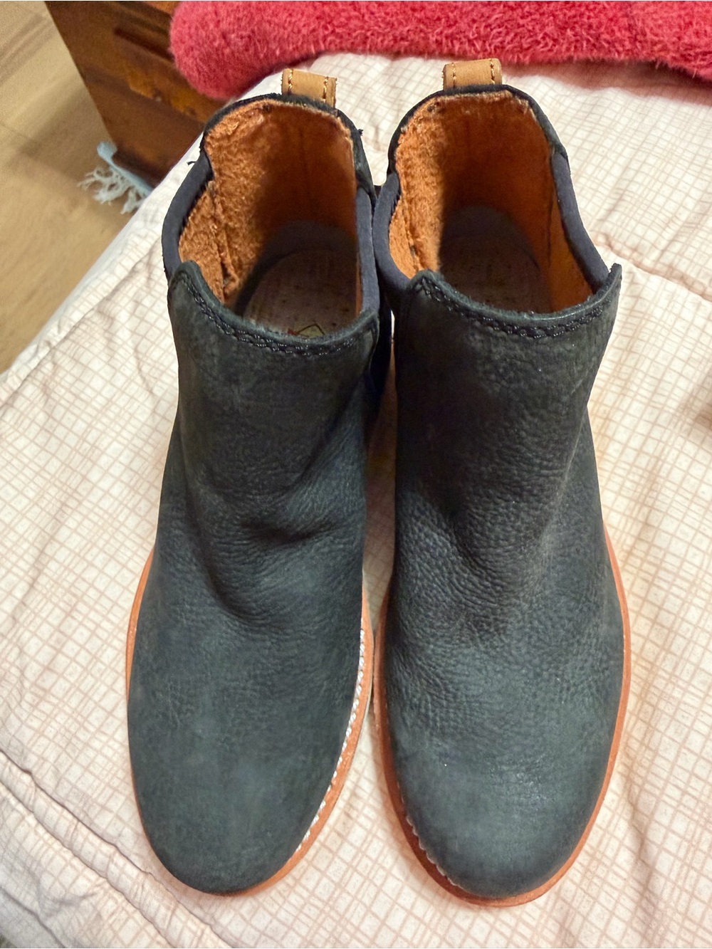 Irish Setter Black Suede Ankle Booties with Tan Outsoles